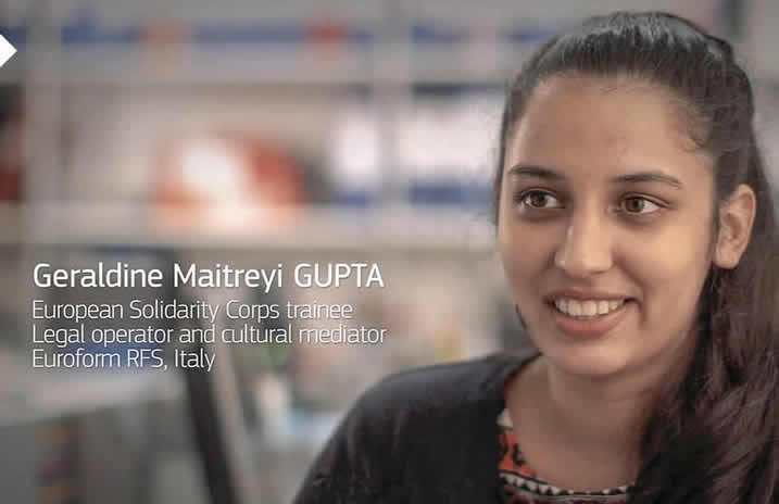 Image: Géraldine Maitreyi Gupta is one of tens of thousands of young Europeans to have volunteered for the European Solidarity Corps. The Corps received the ‘Innovation in Politics’ Prize for ‘Civilisation’, awarded by the Innovation in Politics Institute in Vienna, Austria, on 17 November 2018. © European Union