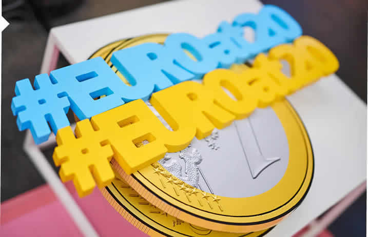 Met „#EUROat20” wordt het twintigjarig bestaan van de euro gevierd, Brussel, België, 3 december 2018.