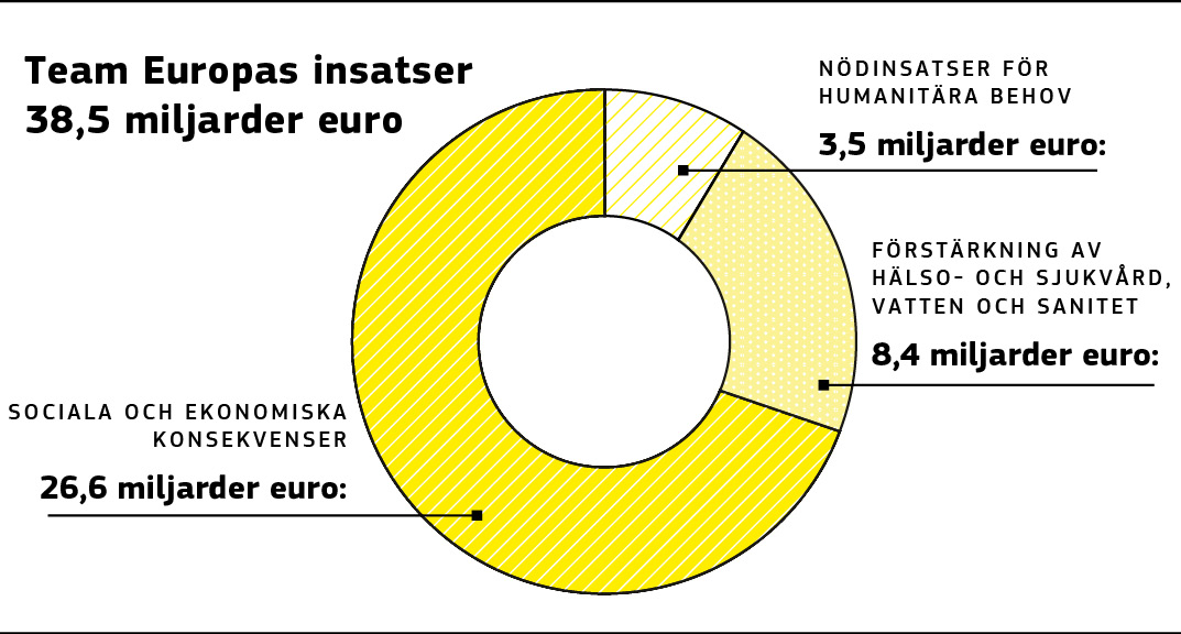 En infografik över EU:s finansiering av projekt inom ramen för Covid-19 Horisont 2020.