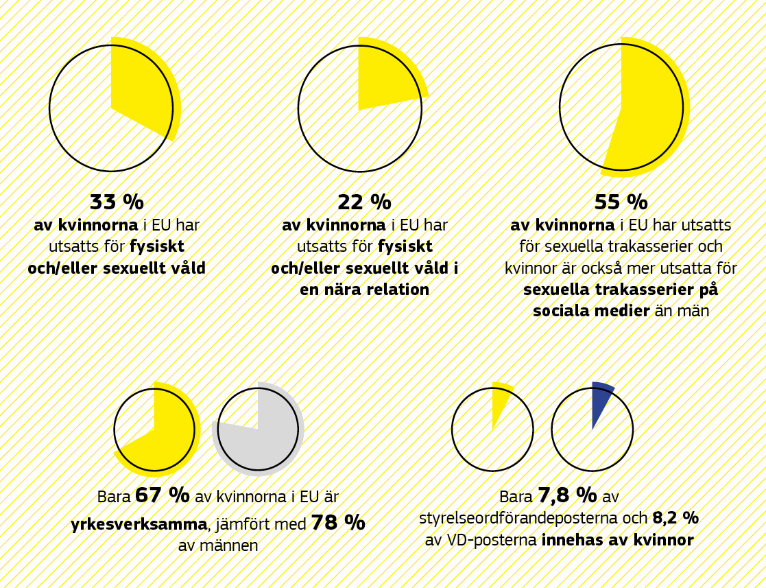 En infografik som visar fakta om jämställdhetsfrågor.